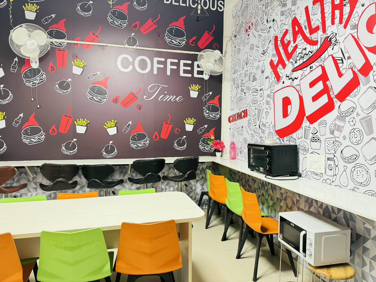 Relaxation and networking lounge at Click Office coworking Noida